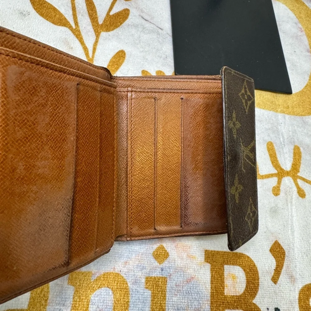 Louis Vuitton Brown Monogram Wallet with Gold Button